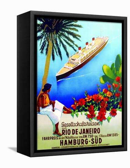 To Rio De Janeiro', Poster Advertising the Hamburg Southern Line, 1929-null-Framed Stretched Canvas