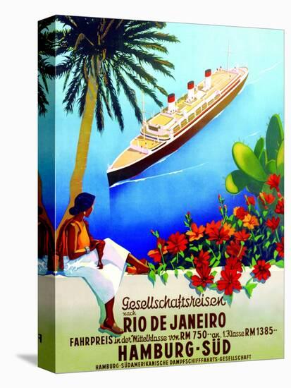 To Rio De Janeiro', Poster Advertising the Hamburg Southern Line, 1929-null-Stretched Canvas