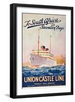 To South Africa in Seventeen Days; an Advertising Poster for Union Castle Line-Maurice Randall-Framed Giclee Print