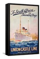 To South Africa in Seventeen Days', an Advertising Poster for Union Castle Line-Maurice Randall-Framed Stretched Canvas