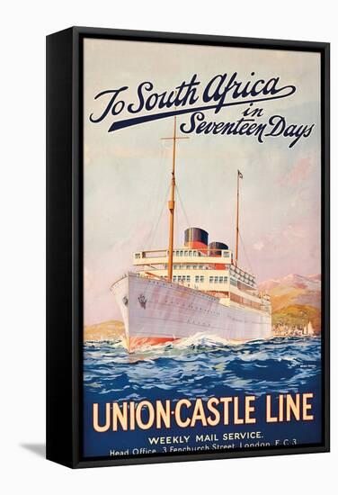 To South Africa in Seventeen Days', an Advertising Poster for Union Castle Line-Maurice Randall-Framed Stretched Canvas