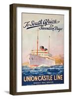 To South Africa in Seventeen Days', an Advertising Poster for Union Castle Line-Maurice Randall-Framed Giclee Print