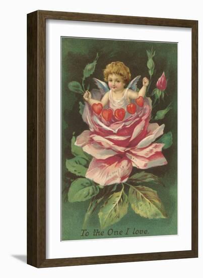 To the One I Love, Cupid in Rose-null-Framed Art Print