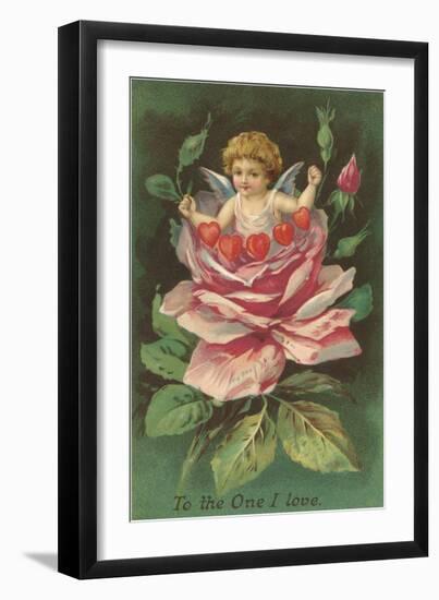 To the One I Love, Cupid in Rose-null-Framed Art Print