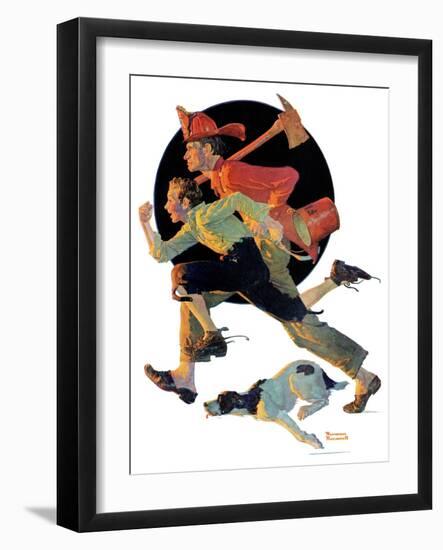 "To the Rescue", March 28,1931-Norman Rockwell-Framed Premium Giclee Print