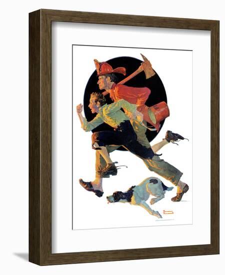 "To the Rescue", March 28,1931-Norman Rockwell-Framed Giclee Print