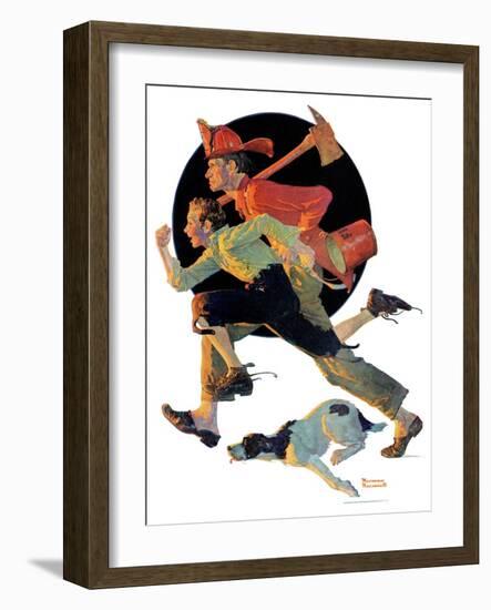 "To the Rescue", March 28,1931-Norman Rockwell-Framed Giclee Print