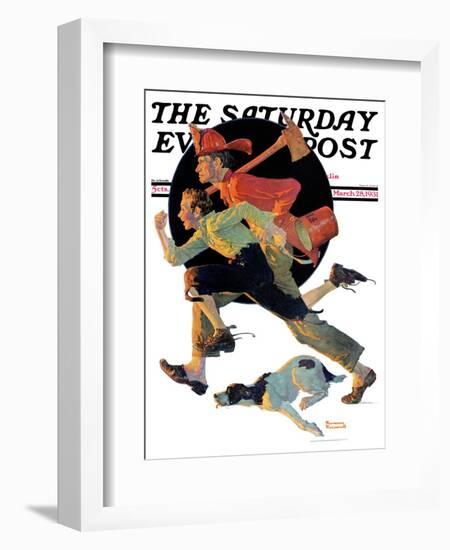 "To the Rescue" Saturday Evening Post Cover, March 28,1931-Norman Rockwell-Framed Giclee Print