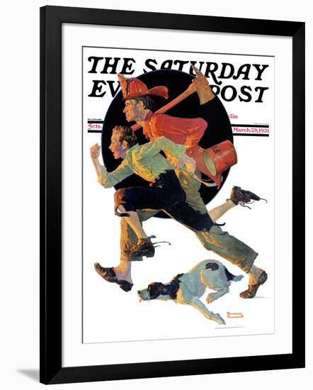 "To the Rescue" Saturday Evening Post Cover, March 28,1931-Norman Rockwell-Framed Giclee Print