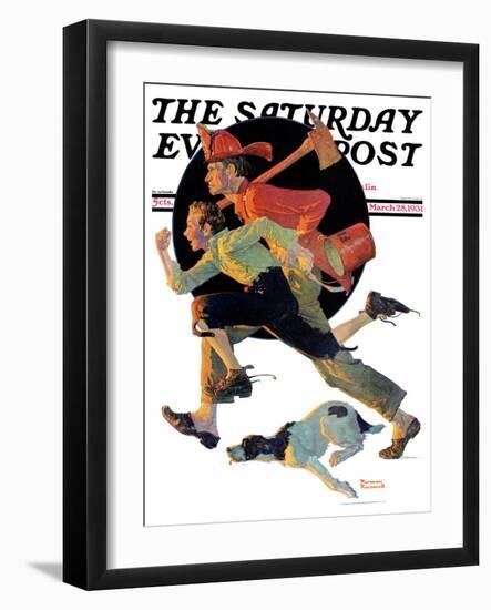 "To the Rescue" Saturday Evening Post Cover, March 28,1931-Norman Rockwell-Framed Premium Giclee Print