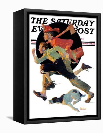 "To the Rescue" Saturday Evening Post Cover, March 28,1931-Norman Rockwell-Framed Stretched Canvas