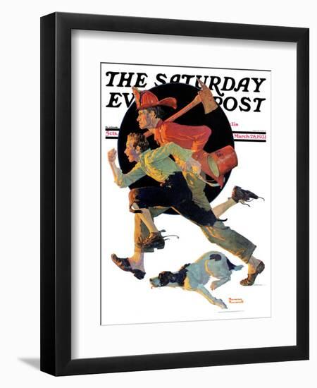 "To the Rescue" Saturday Evening Post Cover, March 28,1931-Norman Rockwell-Framed Premium Giclee Print