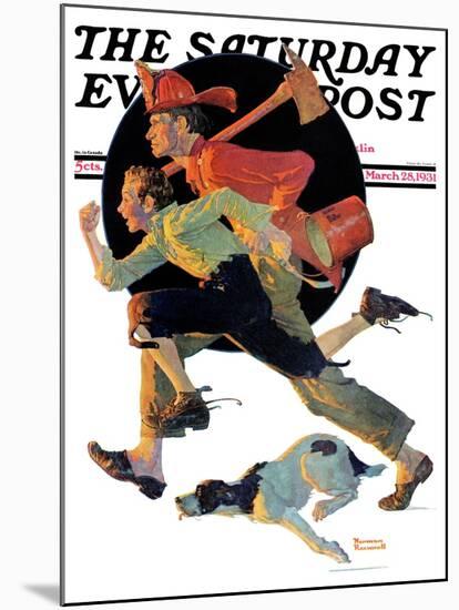 "To the Rescue" Saturday Evening Post Cover, March 28,1931-Norman Rockwell-Mounted Giclee Print