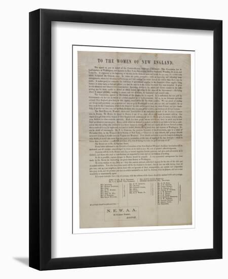 To the Women of New England (Circular Letter), C.1862-1865-null-Framed Premium Giclee Print