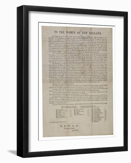 To the Women of New England (Circular Letter), C.1862-1865-null-Framed Giclee Print