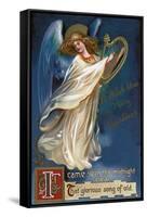 To Wish You a Happy Christmas from Forest Grove, Oregon - Angel with a Harp-Lantern Press-Framed Stretched Canvas