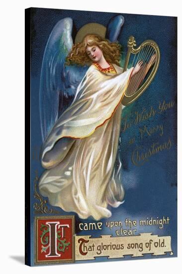 To Wish You a Happy Christmas from Forest Grove, Oregon - Angel with a Harp-Lantern Press-Stretched Canvas