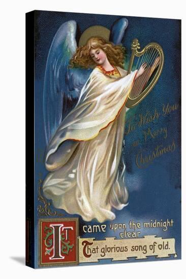 To Wish You a Happy Christmas from Forest Grove, Oregon - Angel with a Harp-Lantern Press-Stretched Canvas