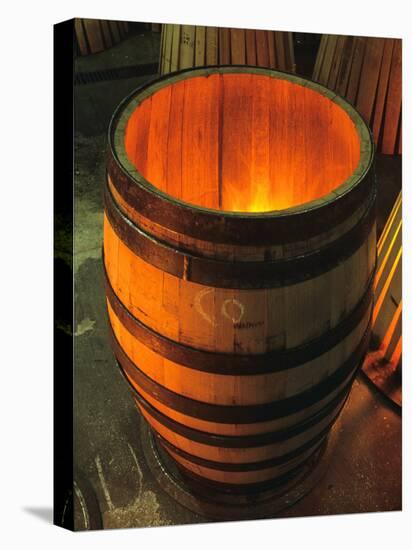 Toasting a New Oak Wine Barrel at the Demptos Cooperage, Napa Valley, California, USA-John Alves-Stretched Canvas