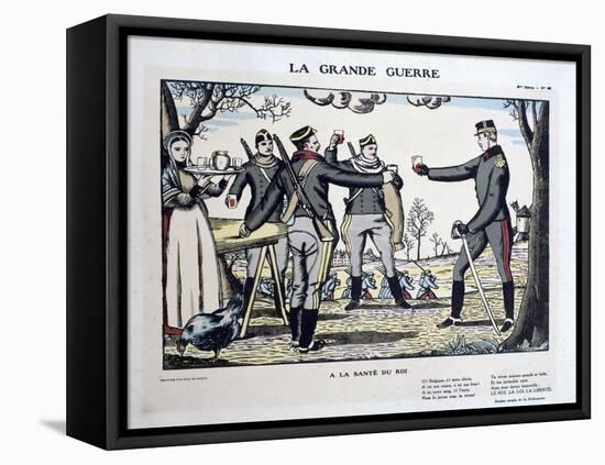 Toasting the Health of the King, the Belgian Army, World War I, 1914-1918-Benito-Framed Stretched Canvas