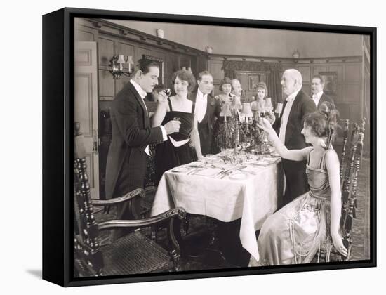 Toasting the Host of Dinner Party-null-Framed Stretched Canvas