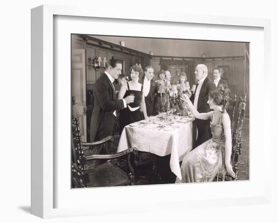 Toasting the Host of Dinner Party-null-Framed Photo