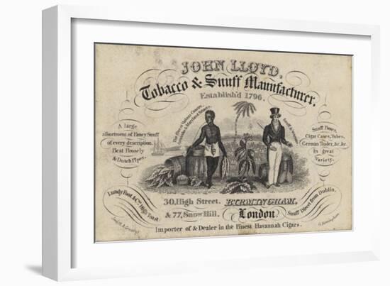 Tobacconist and Snuff Man, John Lloyd, Trade Card-null-Framed Giclee Print