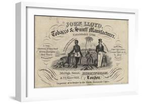 Tobacconist and Snuff Man, John Lloyd, Trade Card-null-Framed Giclee Print