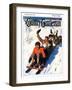 "Tobagganing," Country Gentleman Cover, February 1, 1926-George Brehm-Framed Giclee Print