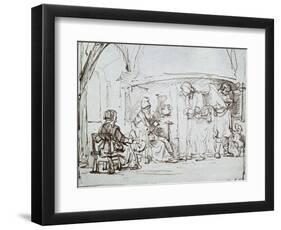 Tobias and the Angel, Pen and Brown Ink Drawing-Rembrandt van Rijn-Framed Giclee Print