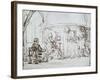 Tobias and the Angel, Pen and Brown Ink Drawing-Rembrandt van Rijn-Framed Giclee Print