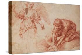 Tobias and the Angel red chalk-Florentine-Stretched Canvas