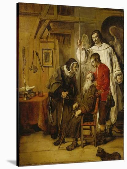 Tobias Curing His Fathers Blindness-Karel van der Pluym-Stretched Canvas