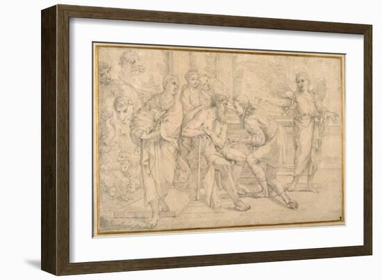 Tobias Healing the Blindness of Tobit with the Gall of the Fish-Carlo Maratti-Framed Giclee Print