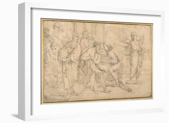 Tobias Healing the Blindness of Tobit with the Gall of the Fish-Carlo Maratti-Framed Giclee Print