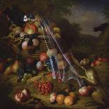 A Parrot with Grapes, Peaches and Plums in a Landscape-Tobias Stranover-Framed Giclee Print