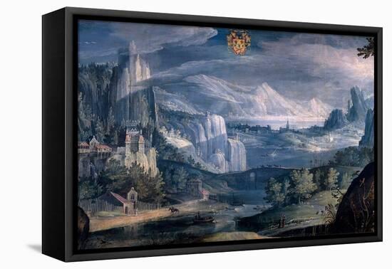 Tobias Verhaecht / 'Alpine Landscape', 1600-1615, Flemish School, Canvas, 106 cm x 267 cm, P03057.-TOBIAS VERHAECHT-Framed Stretched Canvas