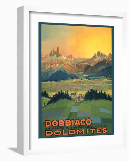 Toblach (Dobbiaco), Italy - The Paradise of the Dolomites - Vintage Travel Poster, 1920s-Pacifica Island Art-Framed Art Print