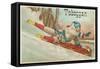 Toboggan Victorian Trading Card-null-Framed Stretched Canvas