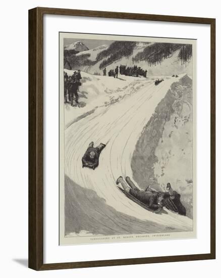 Tobogganing at St Moritz, Engadine, Switzerland-Henry Marriott Paget-Framed Giclee Print