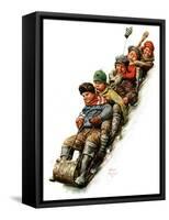 "Tobogganing,"January 7, 1928-Alan Foster-Framed Stretched Canvas
