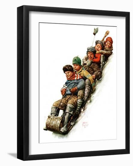 "Tobogganing,"January 7, 1928-Alan Foster-Framed Premium Giclee Print