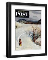 "Tobogganing" Saturday Evening Post Cover, January 22, 1955-John Clymer-Framed Giclee Print