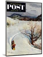 "Tobogganing" Saturday Evening Post Cover, January 22, 1955-John Clymer-Mounted Giclee Print