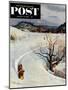 "Tobogganing" Saturday Evening Post Cover, January 22, 1955-John Clymer-Mounted Giclee Print