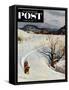 "Tobogganing" Saturday Evening Post Cover, January 22, 1955-John Clymer-Framed Stretched Canvas