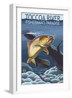 Toccoa River - Trout under Water-Lantern Press-Framed Art Print