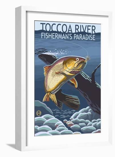 Toccoa River - Trout under Water-Lantern Press-Framed Art Print