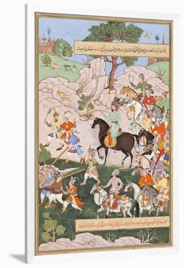 Toda Mongke and His Mongol Horde, Folio from a Chingiznama (History of Genghis Khan)-null-Framed Premium Giclee Print