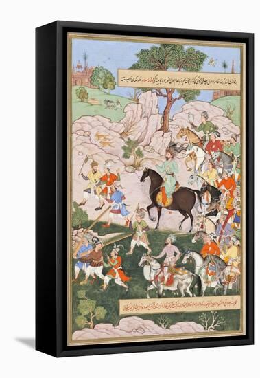 Toda Mongke and His Mongol Horde, Folio from a Chingiznama (History of Genghis Khan)-null-Framed Stretched Canvas